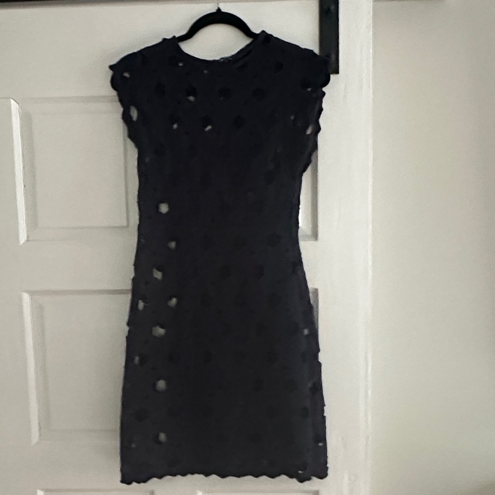 Aqua navy Eyelet Mini Dress